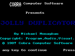 Jolly Duplicator (1987)(Cobra Computer Software)